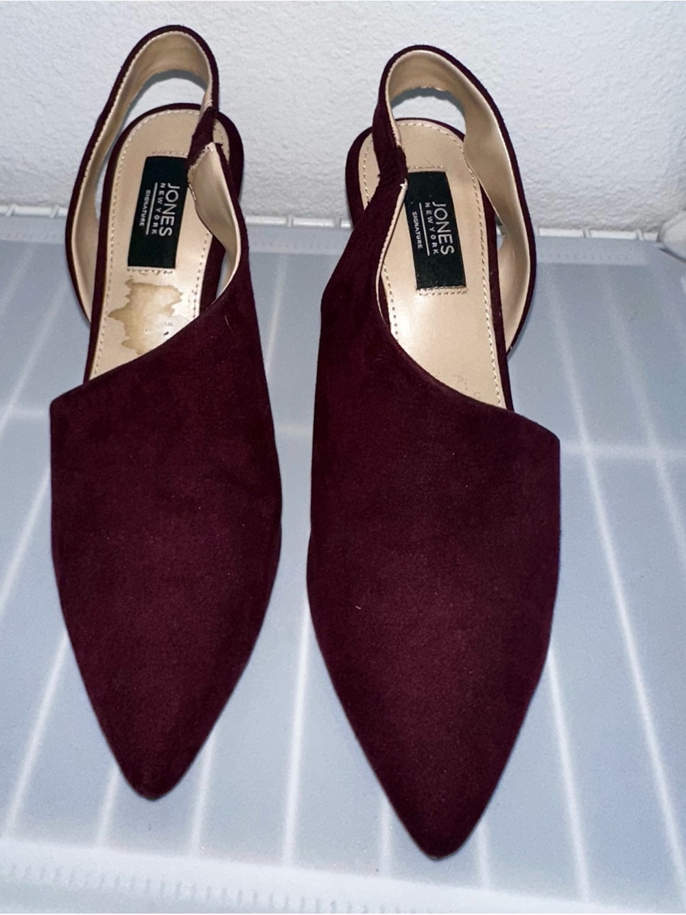 Jones New York Burgundy Pointed Slingback Flats